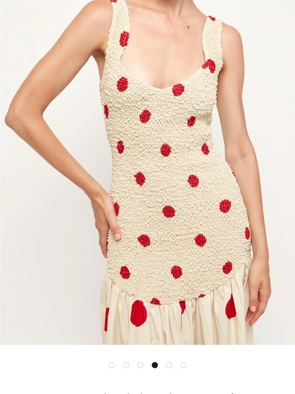 Free People Cream Maxi Dress with Red Polka Dots - Picture 3 of 6